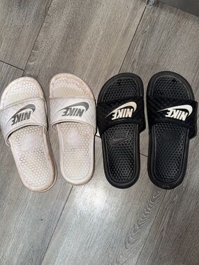 Nike Slide Sandals in Black & Cream - Pair of Two